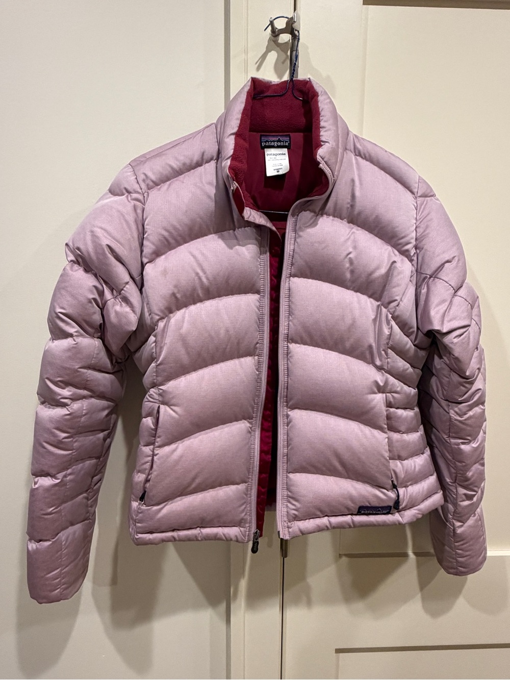 Patagonia Women’s Lilac Puffer Jacket with Berry Lining